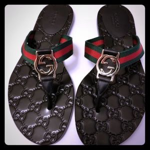 Gucci GG Web Thong Sandals - NWOB